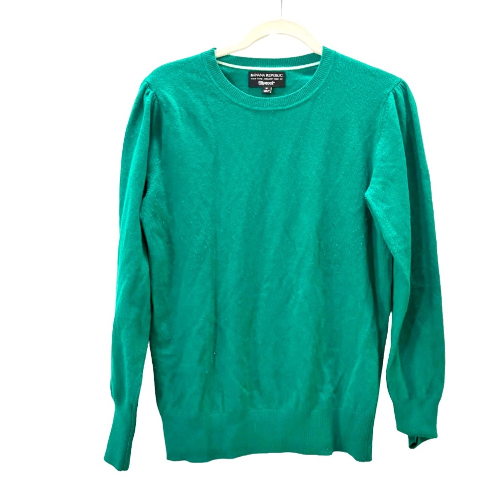 Banana Republic Emerald Green Puff Sleeve Sweater Filpucci Italian Merino Wool